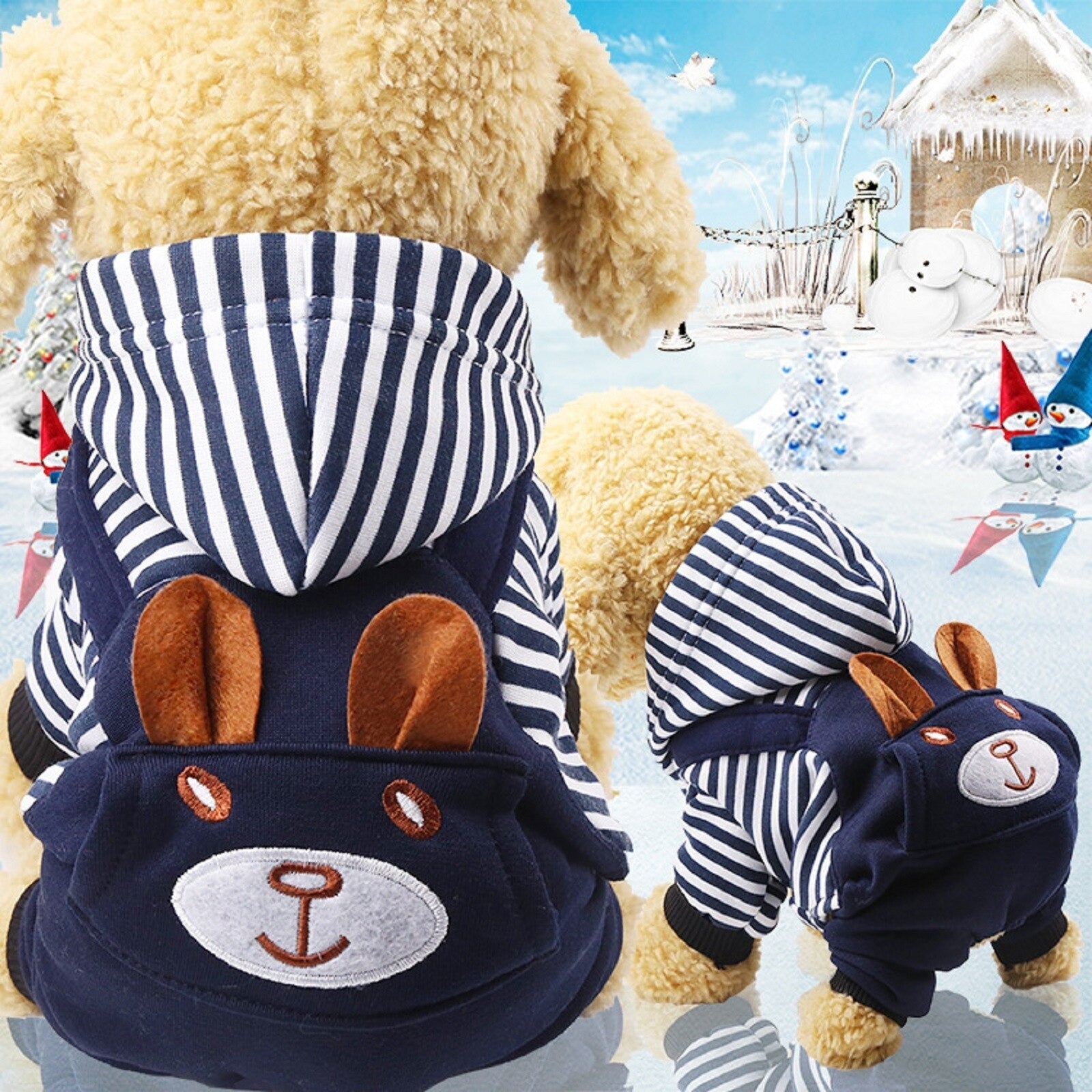 Hoodie Style Striped Dog Winter Clothes In USA | Eno Pet